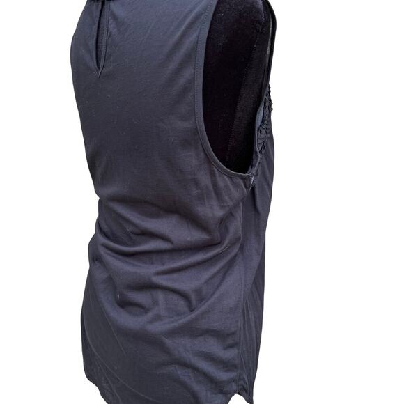 J. Crew women's S sleeveless black top silk set in by shoulder, ruffled accent - Picture 5 of 7